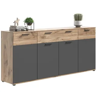 Newroom Sideboard Eiche 200 cm, Sideboard Basalt Grau Eiche Kommode Highboard Industrial Modern Woh... grau