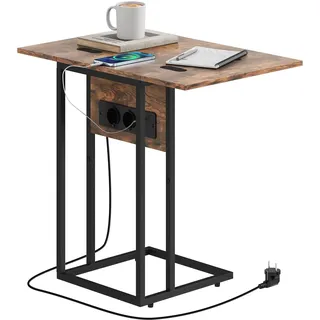 Homcom Beistelltisch MDF Metall Rustikal-Braun