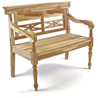 DIVERO 2-Sitzer Kinderbank Gartenbank antik hochwertig Teak Holz natur 80cm