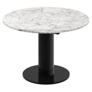 Design Esstisch Tisch HES-111 rund oval Hochglanz ausziehbar 100-148cm - Weiß
