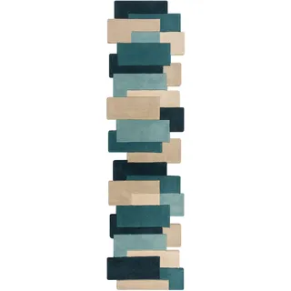 KADIMA DESIGN HALLEIN Wollteppich 66 x 300 cm Türkis