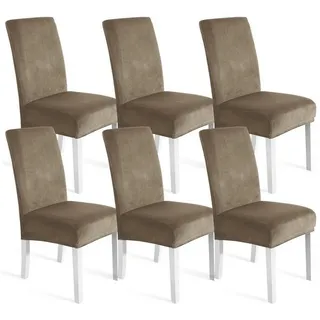 luxuskollektion Stuhlhusse Samt Braun 6er Set