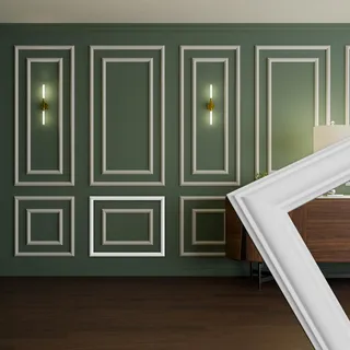 HEXIM Stuckleisten Wandrahmen Sets HDPS weiß - Auswahl an Größen für Wand, Decke, Bilder & Spiegel - Als harmonischer Übergang zwischen Fläche und Funktion (RM18-E 60X75CM)