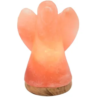 Wagner Life Design Salzkristall-Tischlampe Engel, Leuchtmittel wechselbar, Warmweiß, Handgefertigt aus Salzkristall - jeder Stein ein Unikat, H: ca.19 cm orange