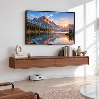 FGNIXLN Massivholz TV Lowboard,160-240CM TV Schrank,Lowboard Hängend, Fernsehschrank Für Das Wohnzimmer, Geeignet Für Das Wohnzimmer Und Schlafzimmer (Nussbaum, 240CM)