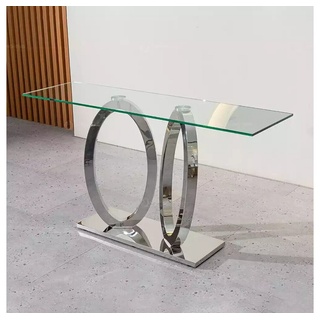 JVmoebel Konsolentisch Designer Luxus Konsole Tisch Konsolen Tische Edelstahl mit Glas Design (1-St., 1x Konsole), Made in Europa silberfarben