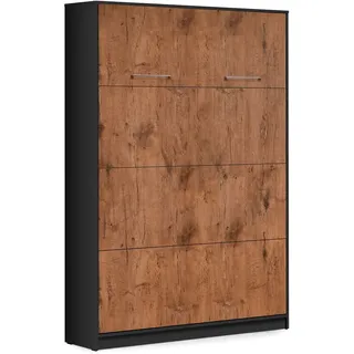 QMM TraumMöbel Schrankbett Wandbett VB 90 x 200 (Möbelstück, 1-St., Schrankbett) vertikal klappbar braun