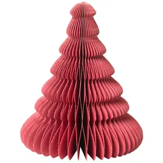 Broste Copenhagen Dekofigur BAUM Papier mit Silberglitzer pompeian red, Honeycomb Weihnachtsbaum bunt|rot