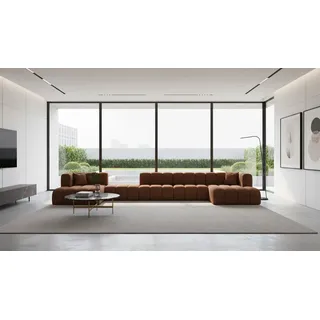kaiser möbel Ecksofa, Sofa U-Form Grand U Big XL 500 cm, Velourstoff Salvador, Dunkelbraun - Dunkelbraun