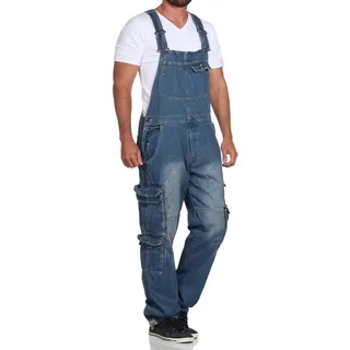 Jet Lag Herren Latz Jeans Overall A Lange Jeans-Hose Loose Fit - L