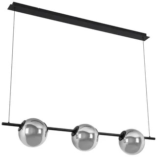 Dieter Knoll Led-Hängeleuchte Seco, Schwarz, Chrom, Metall, Kunststoff, Glas, Uni,Uni, F, 20x215x124 cm, höhenverstellbar, 3 Helligkeitsstufen, Lampen & Leuchten, Innenbeleuchtung, Hängelampen, Pendelleuchten