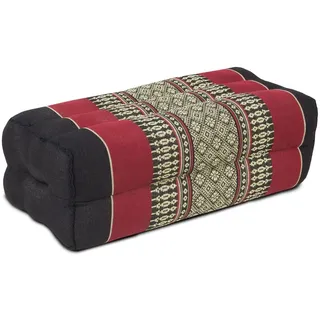 Oriental Galerie Kopfkissen Nackenkissen Thaikissen Block Eckig Kissen Kapokkissen Thai-Motiv ca. 35 x 19 x 13 cm Baumwolle Kapok Schwarz Rot KB5