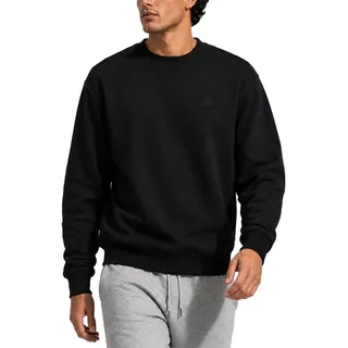 Iron Mountain Herren Sweatshirt Fleece – Pullover Baumwollmix Rundhals Langarm, Workwear Sweatshirt Leicht Warm für Freizeit Arbeit Alltag Winter (Schwarz, L)
