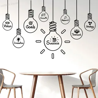 KGXUEDAO Kreative Glühbirne Erfolg Teamwork Wandtattoo Büro Wandaufkleber Wanddekoration Vinyl Studio Wohnzimmer Schlafzimmer Aufkleber