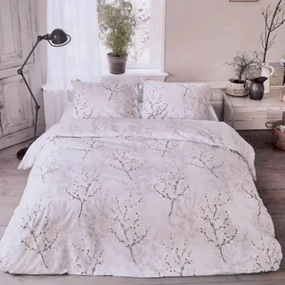 BestLivings Winter Twigs Baumwolle Grau/Weiß 135 x 200 cm + 80 x 80 cm