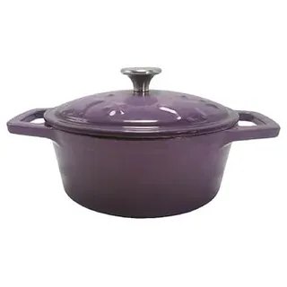 Grillfürst Dutch Oven Sternentöpfchen 1,2 Liter - lilafarbener Gusseisen Bräter mit Henkeln und pflegeleichter Emaillierung, ovaler Schmortopf für Grill und Herd