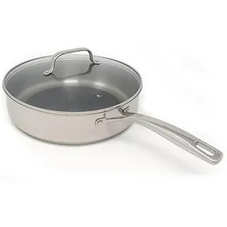 BERNDES Schmorpfanne SIGNATURE 28 cm Edelstahl Antihaft PFAS-frei mit Glasdeckel