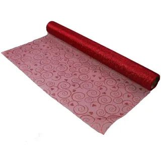 Tischläufer 50 cm Breit, 5 m Lang, Tischband und Tischdekoration für Party, Geburtstage, Hochzeiten, Taufe (Rot)