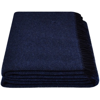 Must Relax-Decke – Wolldecke – hochwertiges Plaid aus reiner Schurwolle mit Fransen – 130x190 cm – 590 navy – von ’zoeppritz since 1828’