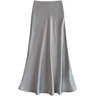 WINDEHAO Damen Satin-Rock mit hoher Taille, elastischer Seidensatin-Rock mit hoher Taille, eleganter Party-Hochzeitsrock, ausgestellter A-Linie, Maxi-Röcke - M