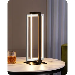 EDISHINE LED Tischlampe Schwarz Silber, Touch-Dimmbar, 3 Farbtemperaturen | Nachttischlampe mit drehbarem Metallrahmen, Memory-Funktion, 750 Lumen, für Schlafzimmer, Wohnzimmer und Büro