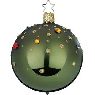 INGE-GLAS® Weihnachtsbaumkugel Funkelndes Fest, jagdgrün glanz Ø8cm (1 St), mundgeblasen, handbemalt grün