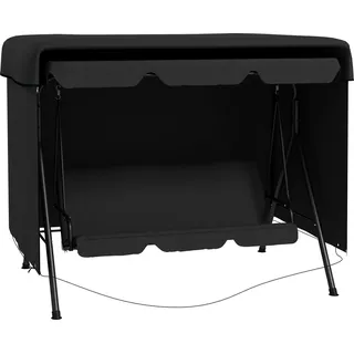 Outsunny Hollywoodschaukel Abdeckung 3 Sitzer, Wasserdicht Winterfest Schutzhülle für Gartenschaukel, Winddicht UV-Beständig Abdeckplane für Gartenmöbel, Hängesessel, 215 x 155 x 150 cm Schwarz   Aosom