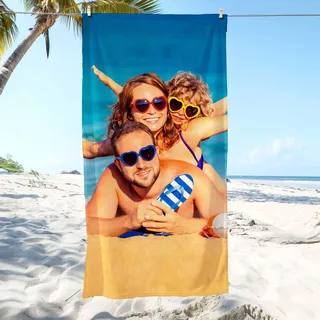 Uniqueta Personalisiertes Strandtuch mit Namen, personalisierte Strandtücher für Erwachsene, Badetuch für Kinder. 60 x 120 cm/75 x 150 cm/90 x 180 cm (1 Foto)