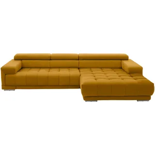 Beldomo Speed Ecksofa, Currygelb, Metall, 4-5-Sitzer, Ottomane rechts, L-Form, 335x190 cm, Goldenes M, Typenauswahl, Stoffauswahl, seitenverkehrt erhältlich, Rücken echt, Wohnzimmer, Sofas & Couches, Wohnlandschaften, Ecksofas