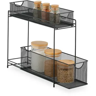 Relaxdays Unterschrank Küchenschrank Organizer 40 x 15 x 46 cm Schwarz