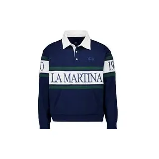 LA MARTINA Herren Pullover blau Baumwolle unifarben, blau, Frühjahr/Sommer 2026