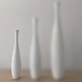 Große Bodenvase Holz Schlank Weiß für Deko Pampasgras Trockenblumen Zweige Grasbüschel Standvase Holzvase Mangoholz (71 cm Höhe)