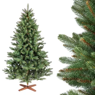 FAIRYTREES Weihnachtsbaum künstlich, Nordmanntanne Premium 120 cm, Naturgetreue Spritzguss Elemente,  EU, Künstlicher Weihnachtsbaum mit handgefe... - Grün