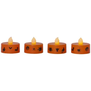 LED Teelichter Halloween D:4cm mit Batterien orange 4er Set