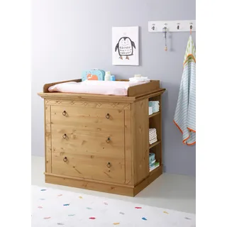 Wickelkommode OTTO HOME "Indra, Landhausstil, viel Stauraum", beige (natur, natur), B:100cm H:85cm T:76cm, Massivholz, Wickelkommoden, Wickelkommode, FSC zertifiziertes Massivholz, inklusive Unterbauregal und Aufsatz