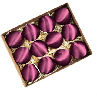 6 cm Satin-Weihnachtskugel-Ornamente, Set mit 12 Christbaumkugeln, mehrere Farben, Seiden-Finish, für drinnen und draußen, festliche Dekoration (lila)
