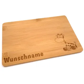 Samunshi® Holzbrett mit Gravur Giraffe aus Bambus Brett Frühstücksbrettchen Kinder als Holz Schneidebretter Holzbrett Küche Vesperbrett mit Motiv