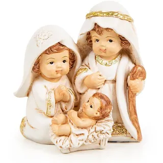 Logbuch-Verlag Krippen-Zubehör Weihnachtskrippe - Heilige Familie Maria Josef Jesus 7 cm Creme Gold
