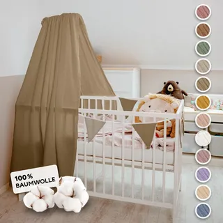 lilimaus Betthimmel Babybett in 12 Farben [inkl. Himmelstange] - Himmel Babybett aus 100% Baumwolle Musselin - Betthimmel Mädchen & Jungen - Himmelbett Vorhänge mit Stange - Kinder Babyzimmer Deko