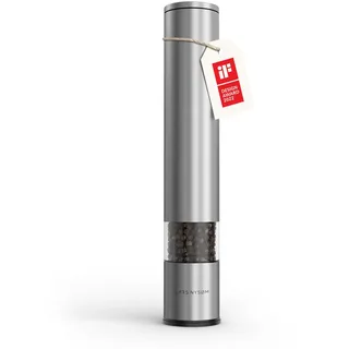 LARS NYSØM Pfeffermühle manuell groß (28,8cm) mit einstellbarem Keramikmahlwerk I Salzmühle Pfeffermühle Gewürzmühle (1 Stück) (Stainless Steel)