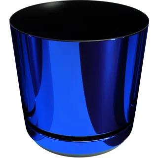 KORAD Blumentopf mit untersatzer - Muster 089 Glänzend Blau - 21 cm - Pflanzkübel aus Hochwertiger Kunststoff - Dekorativer Topf für Pflanzen