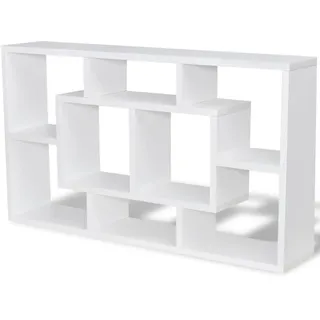 vidaXL Wandregal, Weiß, Holz, Strukturbuche, Rechteckig, 85x47.5x16 cm, Wohnzimmer, Regale, Wandregale