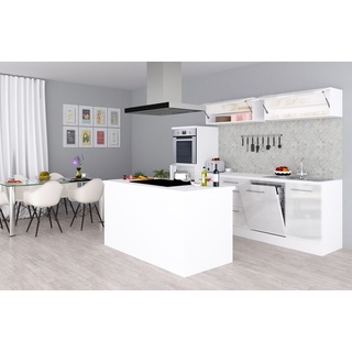 Küche Küchenzeile Küchenblock Inselküche Weiß Amanda 280 cm Respekta Premium