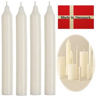 LS-LebenStil Tafelkerze Exklusive Stabkerzen Ribe Rustik 4 ́er Set Elfenbein 18x2,2cm (Made in Denmark - iB Laursen Denmark - Unparfümiert Spitzkerzen Tafelkerzen, 4-tlg., für Tischdeko Hochzeit Taufe Advent Weihnachten) weiß