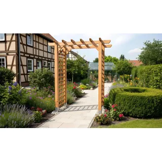 Douglasie Laubengang Monthey – Rosenbogen aus naturbelassenem Holz - Gartenbogen Bausatz in der Größe 190 x 225 x 100 cm – Rankbogen für den Garten