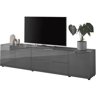 Die Möbelfundgrube Santorin TV-Lowboard 226 x 55 x 40 cm Anthrazit Glas