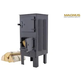 Nortpol Markone Magnus Kaminofen mit Schamottstein GT7 schwarz Ofen für Terrasse, Garten, Balkon