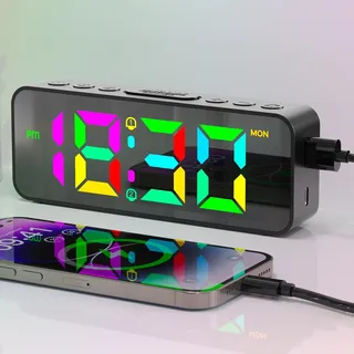 Digitaler Kinderwecker mit LED in 11 Farben und Schlummerfunktion, Automatisch