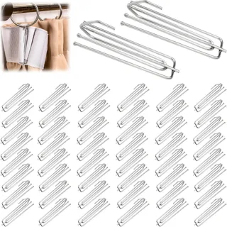 Edelstahl Gardinenhaken, Vorhang Haken Metall,Kräuselband,4 Zinken,50 Stück | Pinch Curtain Hooks Falt, Metall Vorhänge Haken zum Einhängen Vorhanghaken für Schienen, Gardinen, Vorhangringe Schienen
