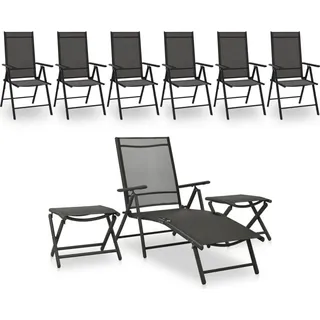 vidaXL 9-tlg. Garten-Lounge-Set schwarz/antrazit